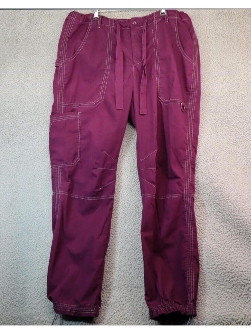 Women Large Scrub Cargo Pants Purple Koi By Kathy Peterson